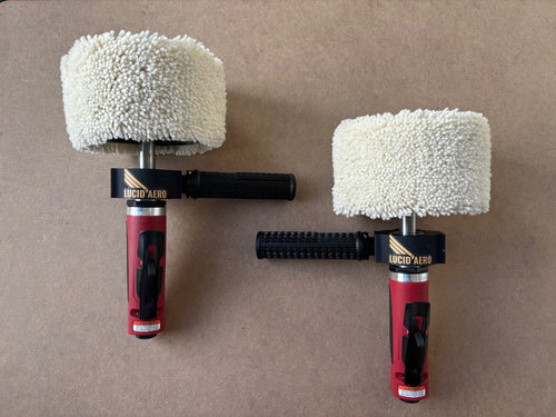 Two Lucid Aero Drum Buffers with handles installed in opposing directions